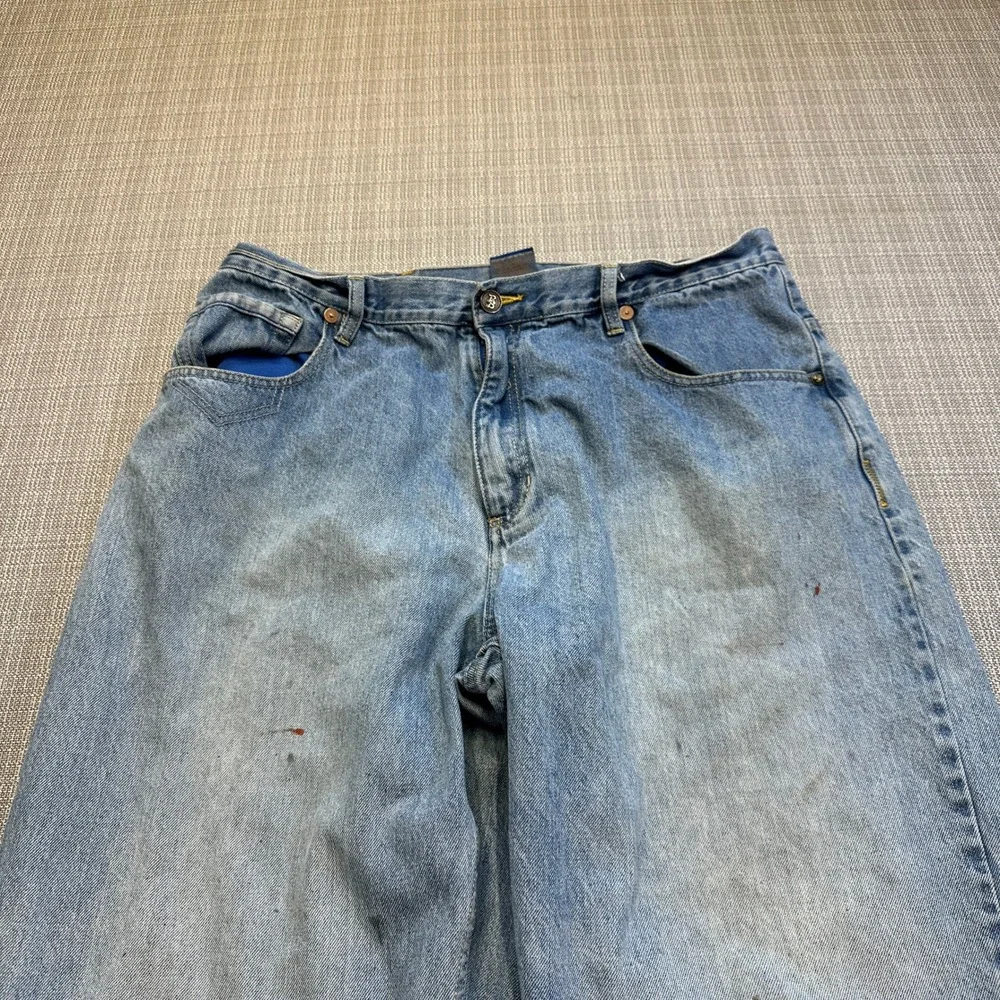Vintage Bad Boy Jeans Mens 38x34 Light Wash Straight‎ Leg USA Workwear Grunge*